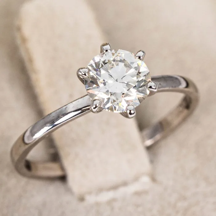 Ring - 14 kt. White gold - 1.00ct. tw. Diamond (Natural) - GWLab