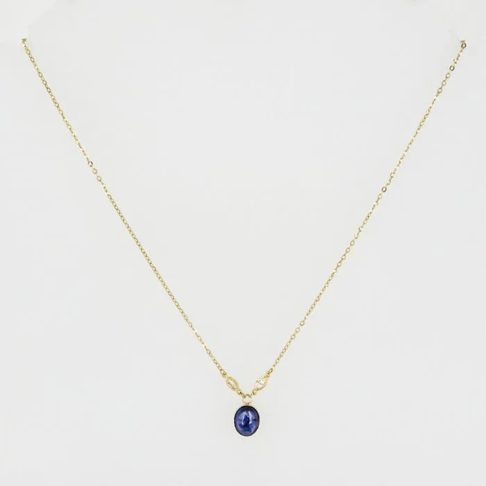 Pendant - 18 kt. Yellow gold Sapphire - Diamond