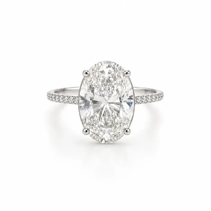 Ring - 14 kt. White gold - 4.28ct. tw. Diamond (Lab-grown) - Diamond