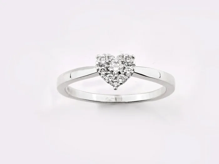 Ring - 14 kt. White gold - 0.22ct. tw. Diamond (Natural)