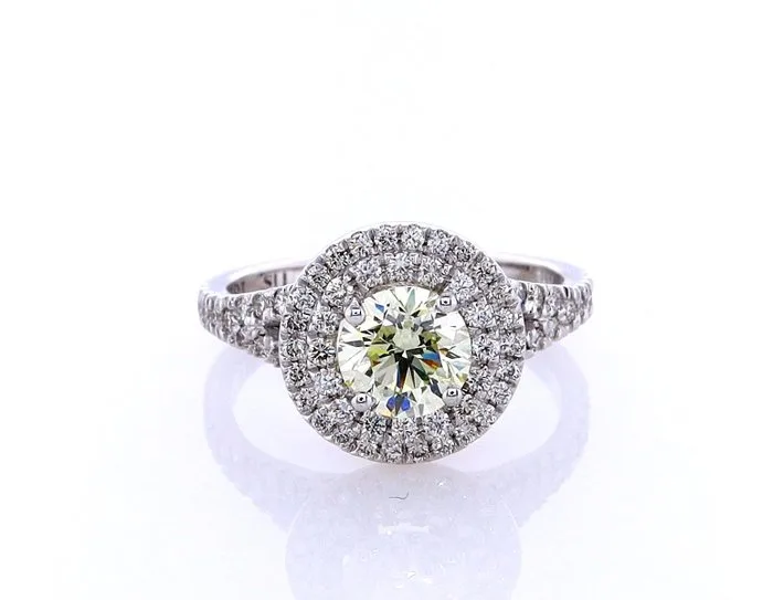Ring - 14 kt. White gold - 1.44ct. tw. Diamond (Natural coloured) - Diamond