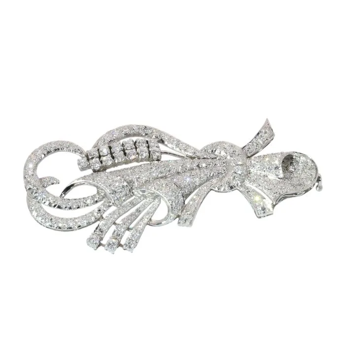 Brooch Platinum - 5.53ct. tw. - Diamond - Retro 1950