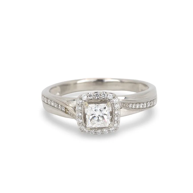 Platinum (1.06CT) Diamond Halo Ring