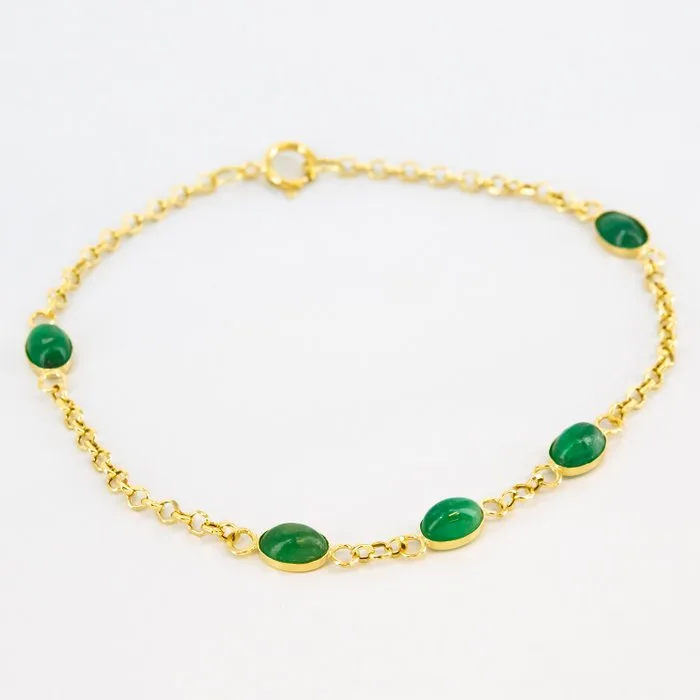 Bracelet - 18 kt. Yellow gold Emerald