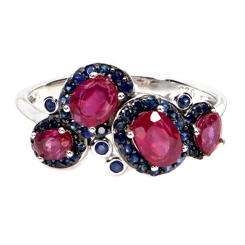 Ruby and Sapphire Silver Ring