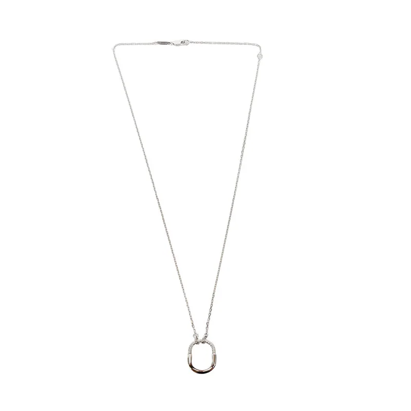 A Tiffany & Co 18 Carat White Gold Lock Pendant & Necklace