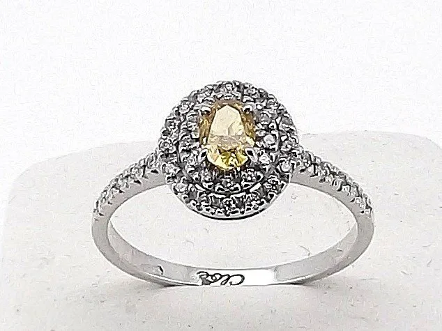 Ring - 18 kt. White gold - 0.60ct. tw. Yellow Diamond (Natural coloured) - Diamond