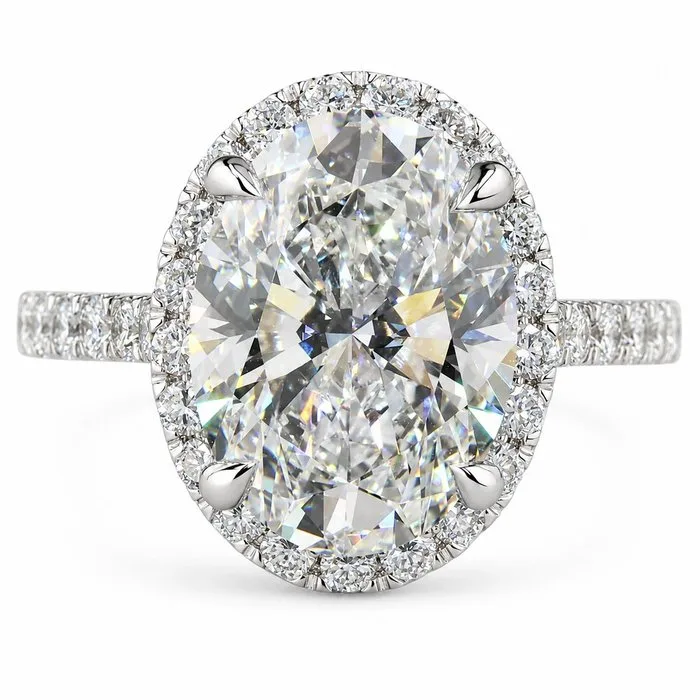Engagement ring - 18 kt. White gold - 5.30ct. tw. Diamond (Lab-grown) - Diamond - Free shipping