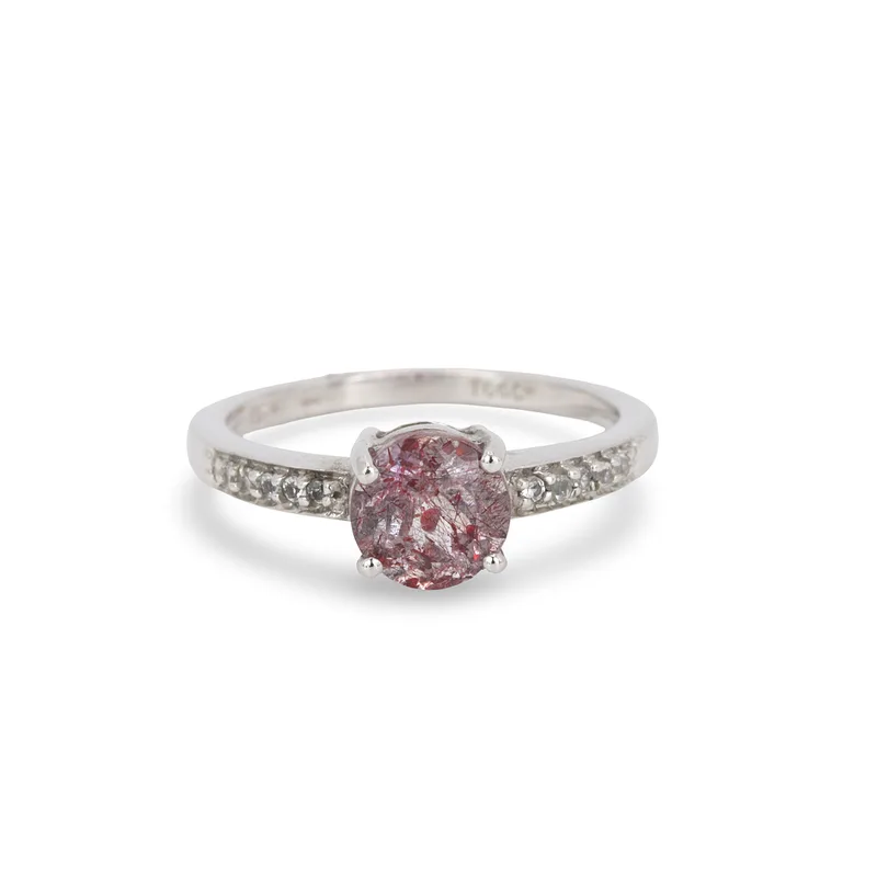 Rutile Quartz and Diamond Ring
