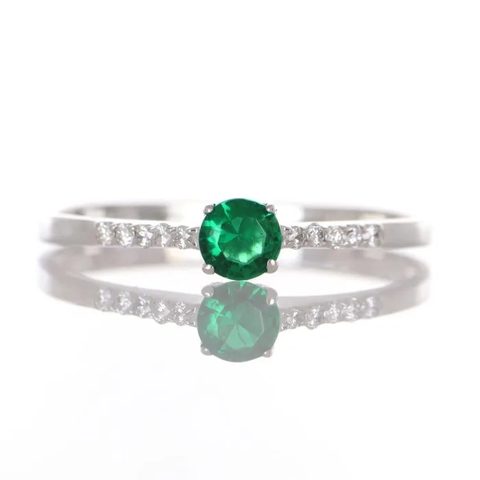 Ring - 18 kt. White gold Tsavorite - Diamond