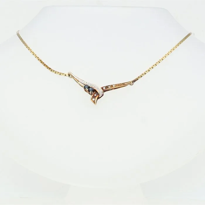 Chain - 14 kt. Yellow gold, White gold Sapphire - Diamond
