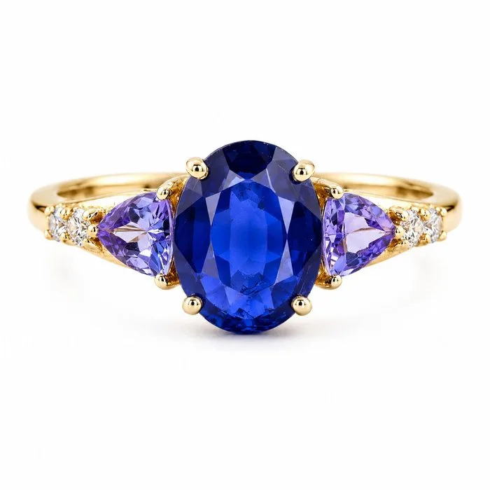 Ring - 14 kt. Yellow gold - 1.85ct. tw. Sapphire - Tanzanite