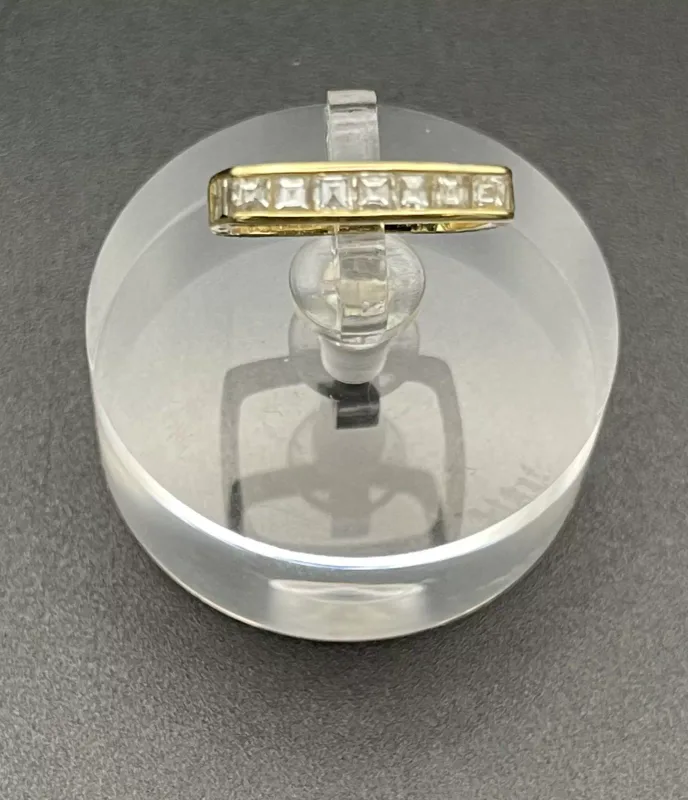 18 ct Yellow Gold and Channel Set Diamond Square Shank Ring