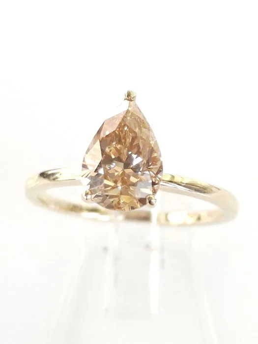 Engagement ring - 14 kt. Yellow gold - 1.51ct. tw. Diamond (Natural)