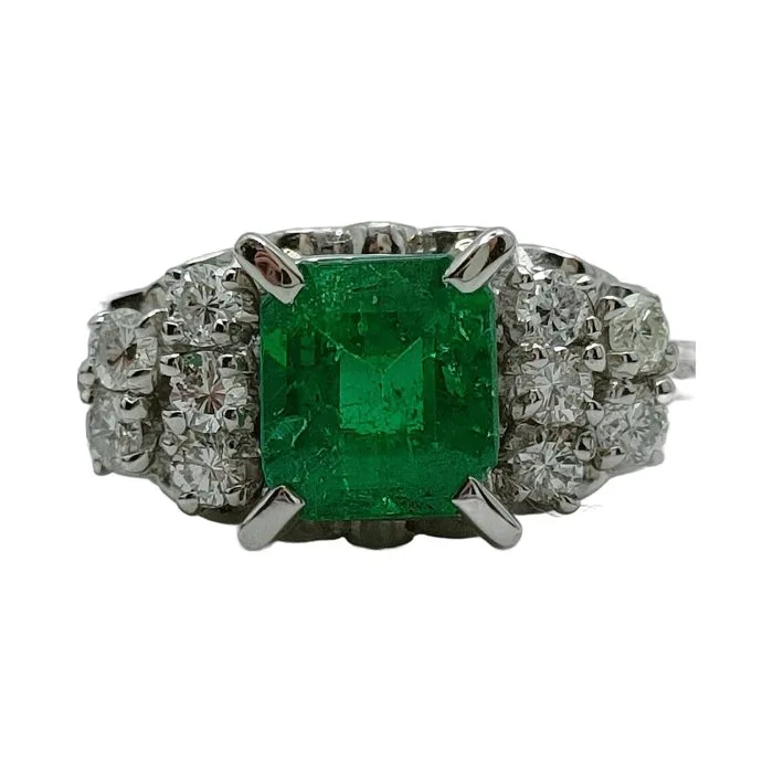 Ring Platinum Emerald - Diamond