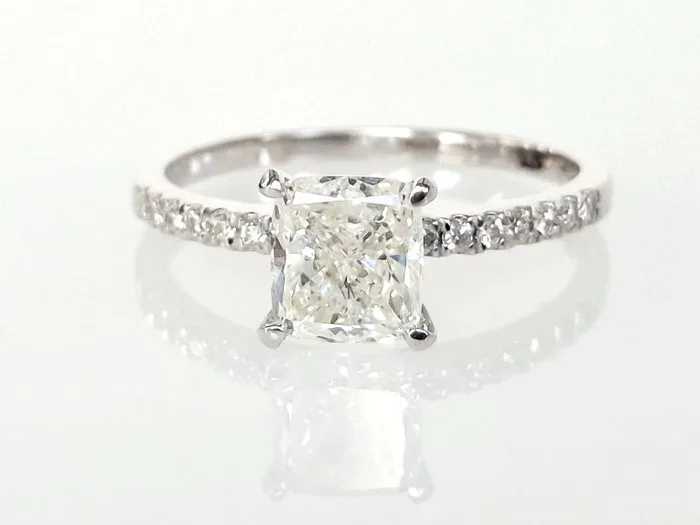 Engagement ring - 14 kt. White gold - 1.13ct. tw. Diamond (Natural) - Diamond