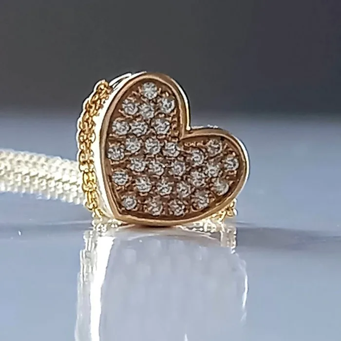 Vieri - Necklace with pendant - Coeurs - 18 kt. Yellow gold Diamond (Natural) - heart in pavé