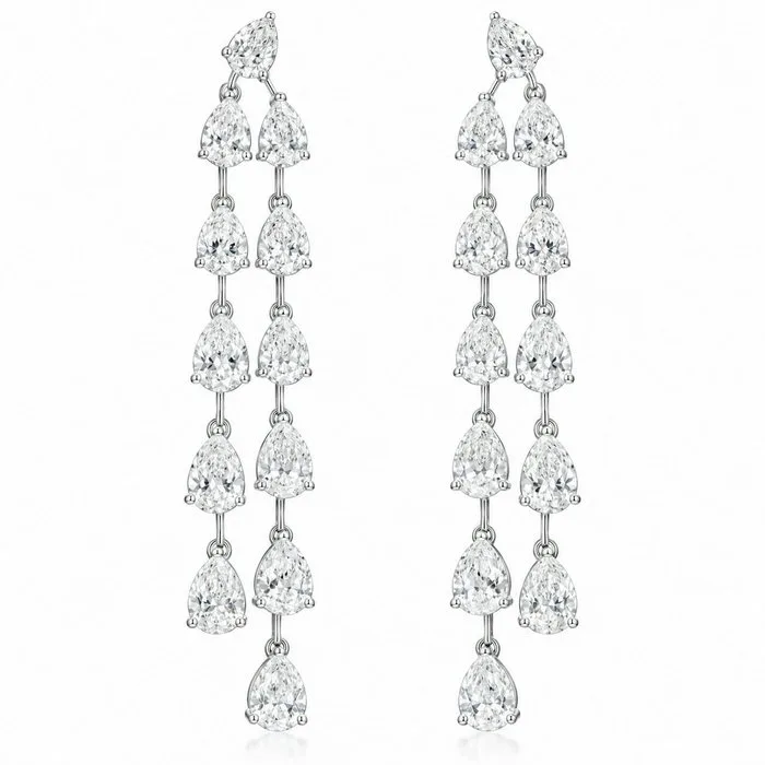 Earrings - 18 kt. White gold - 3.64ct. tw. Diamond (Lab-grown) - Free shipping