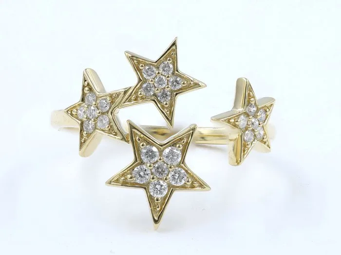 Ring - 14 kt. Yellow gold - 0.18ct. tw. Diamond (Natural)