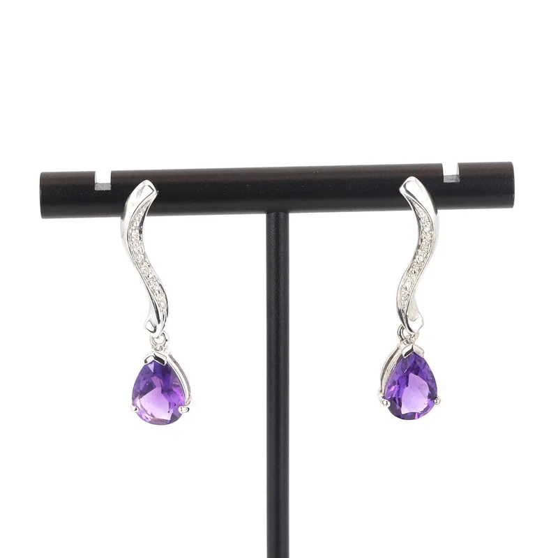 9CT Amethyst and Diamond Earrings