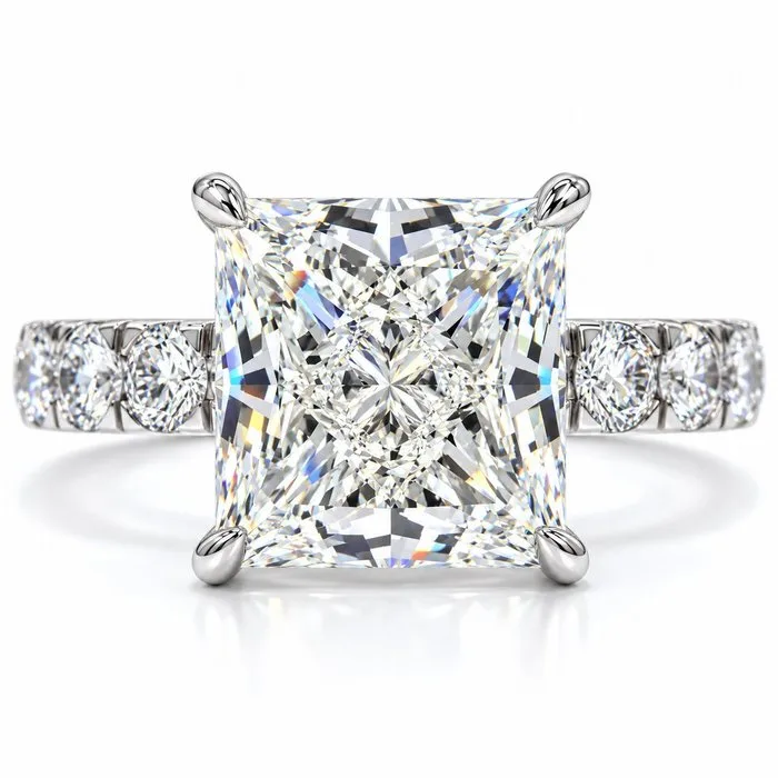 Ring - 18 kt. White gold - 6.04ct. tw. Diamond (Lab-grown) - Diamond - E, VVS2