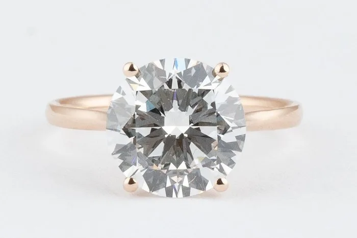 Ring - 14 kt. Rose gold - 7.00ct. tw. Diamond (Lab-grown) - Round F-VVS2