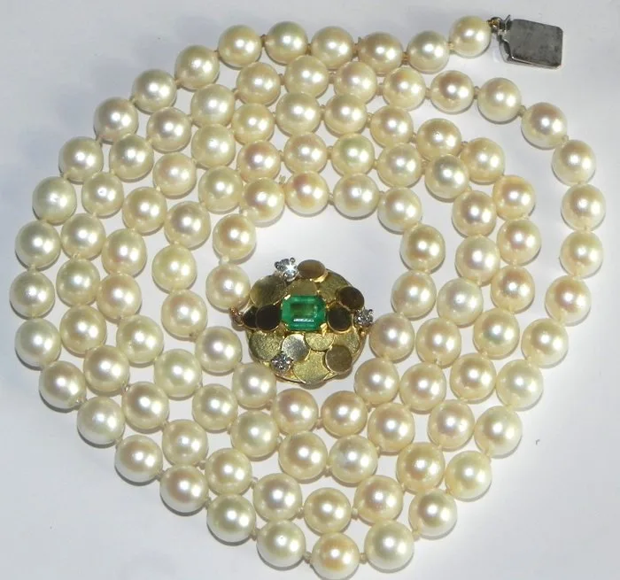 Necklace - 18 kt. Yellow gold Emerald - Diamond