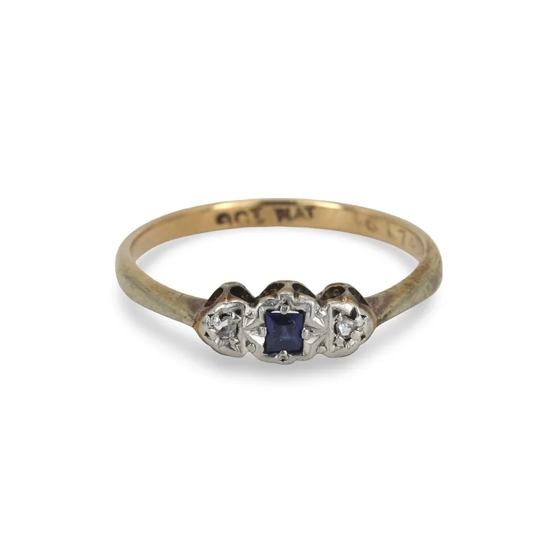 9CT Gold Sapphire & Diamond Ring