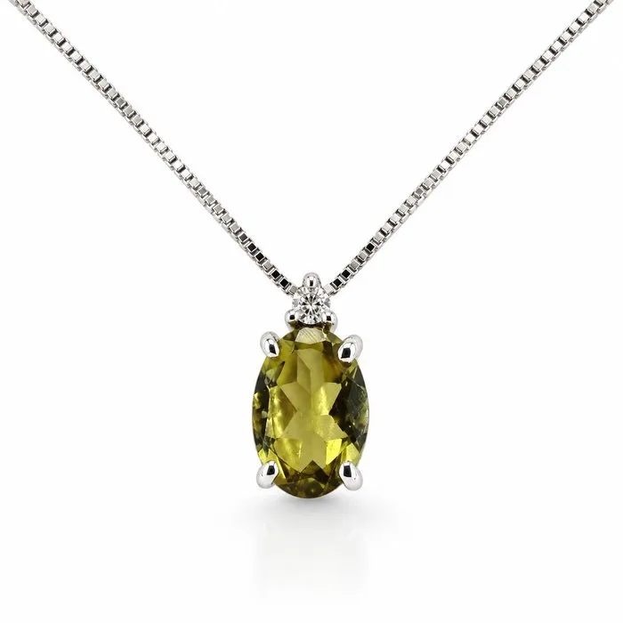 Necklace - 18 kt. White gold Tourmaline - Diamond