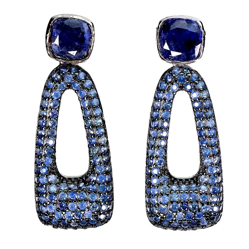 Sapphire Silver Drop Earrings