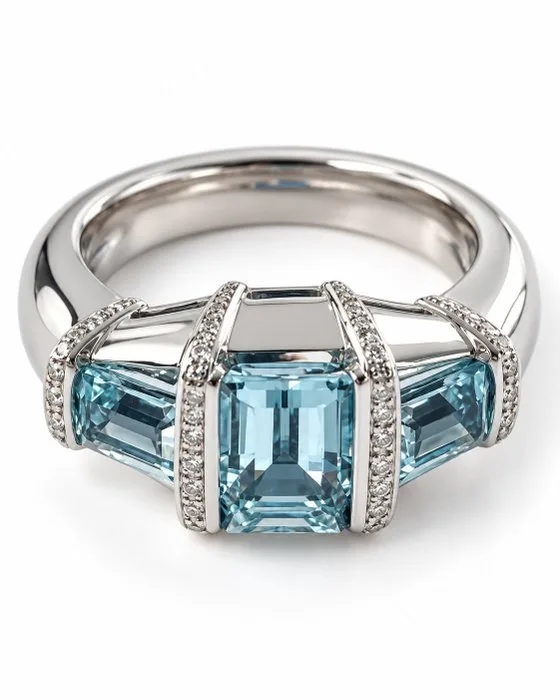 Ring - 18 kt. White gold - 3.25ct. tw. Aquamarine - Aquamarine - RAIMA – 3 natural aquamarines according to the vendor – 11.4 g