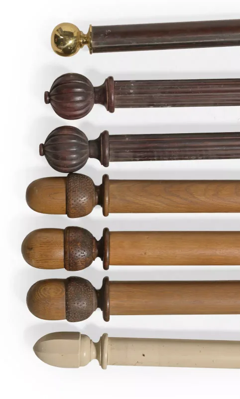 A Selection of Curtain Poles and Rings, 20th Century, Supplied by Robert Kime