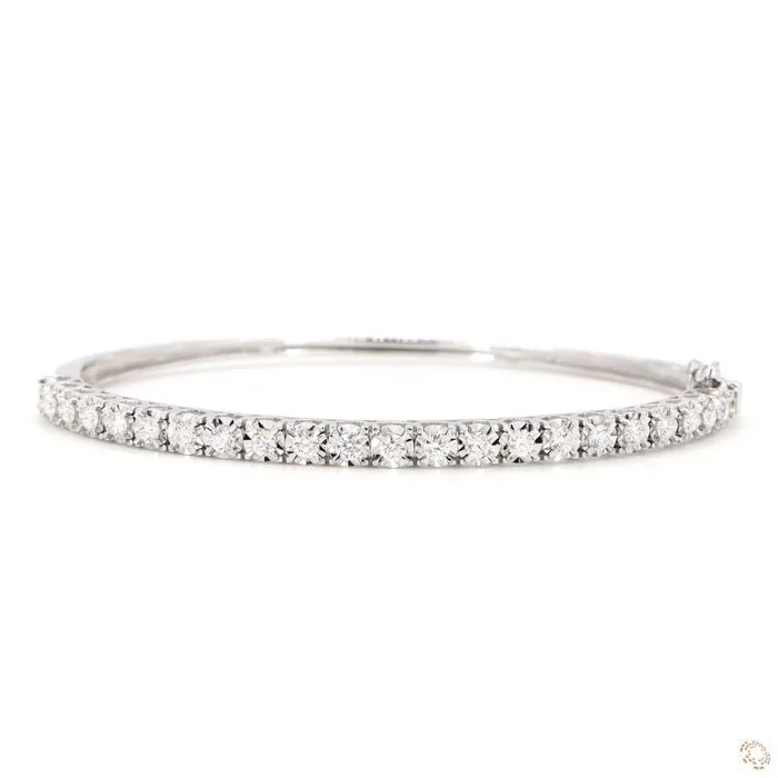 Bangle - 18 kt. White gold - 0.95ct. tw. Diamond (Natural) - Bangle