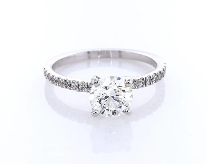 Ring - 14 kt. White gold - 1.21ct. tw. Diamond (Natural) - Diamond