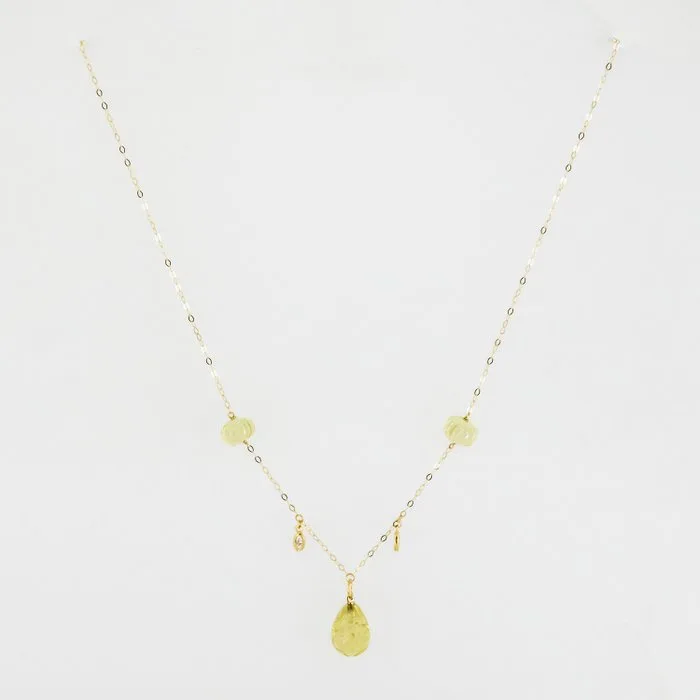 Pendant - 18 kt. Yellow gold Quartz - Diamond