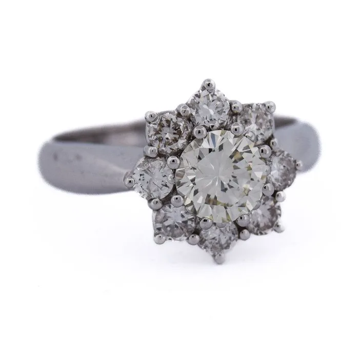 Cocktail ring - 18 kt. White gold - 1.20ct. tw. Diamond (Natural) - Diamond