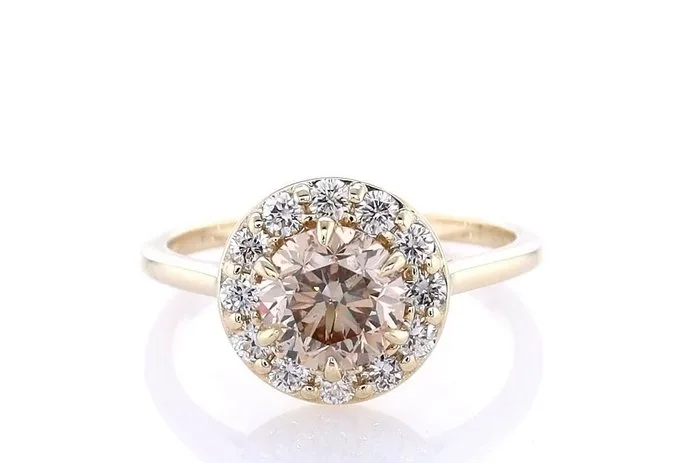 Ring - 14 kt. Yellow gold - 1.34ct. tw. Diamond (Natural coloured) - Diamond