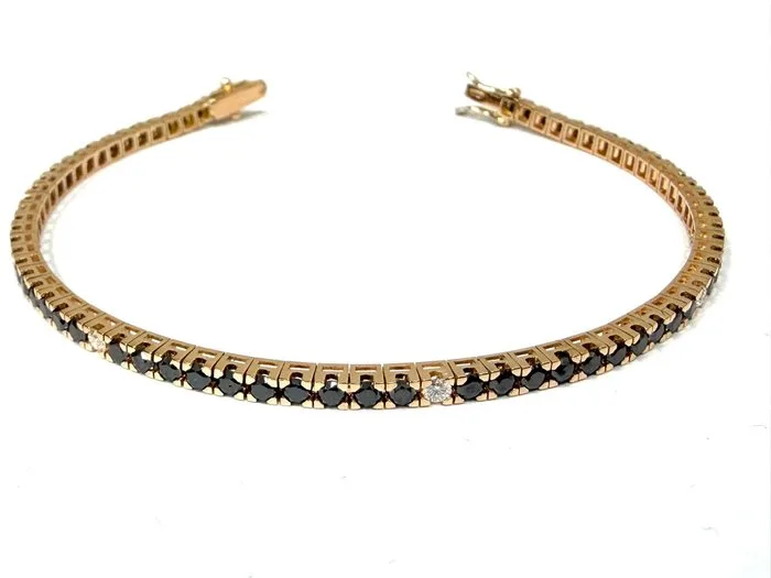 Tennis bracelet - 18 kt. Rose gold - 6.65ct. tw. Diamond (Colour-treated) - Diamond - Made in Italy