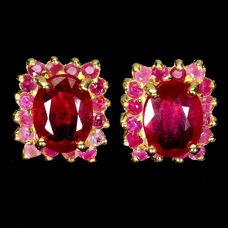 Ruby Silver Gilt Earrings
