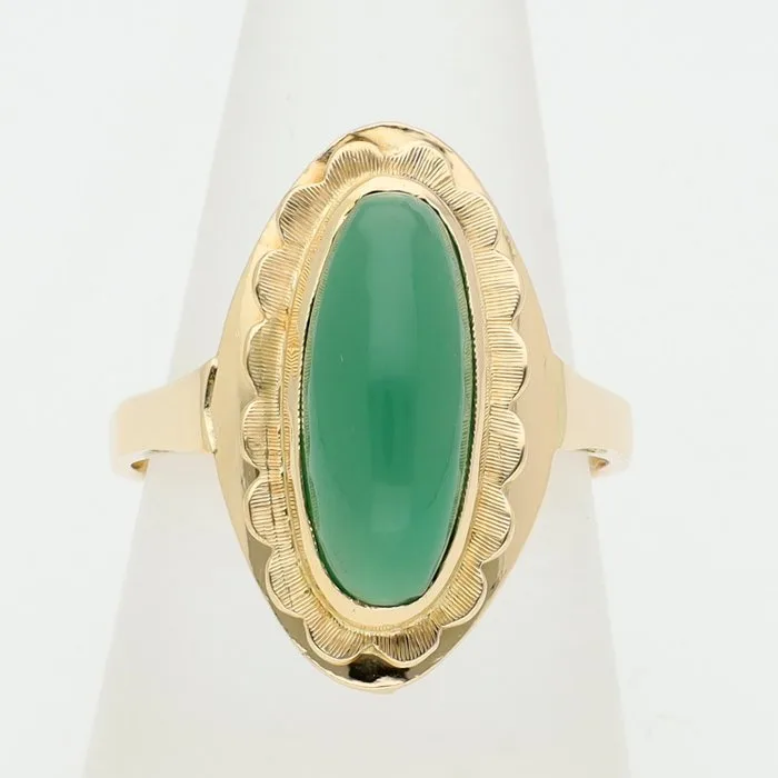 Ring - 18 kt. Yellow gold - Chrysopraas