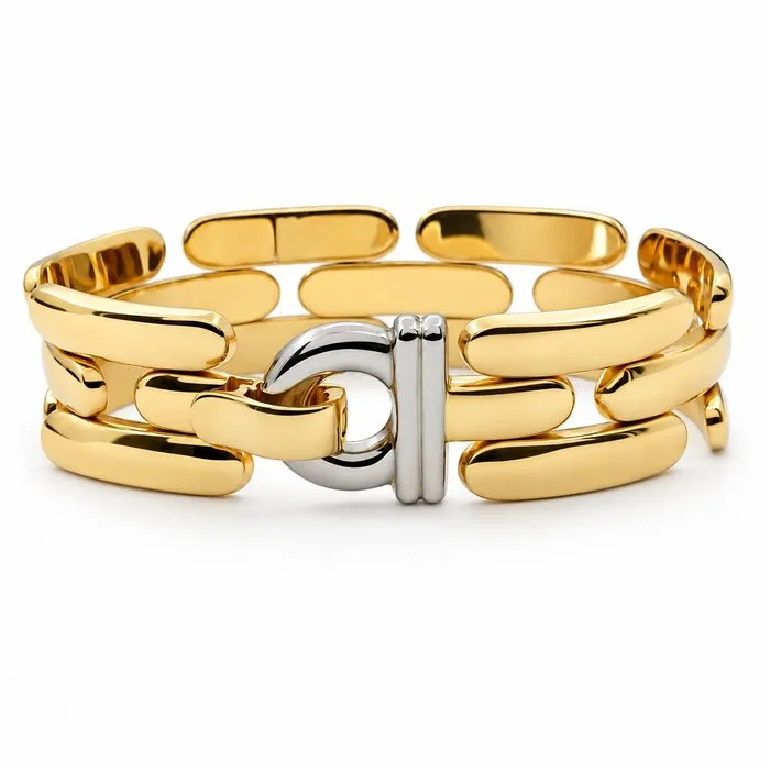 Bracelet - 18 kt. Yellow gold, White gold - Made in Italy - Handmade