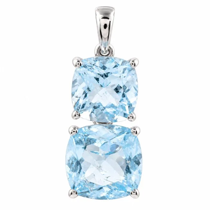Pendant - 14 kt. White gold - 8.11ct. tw. Aquamarine