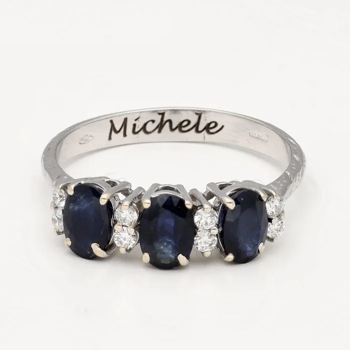 Ring - 18 kt. White gold - 1.80ct. tw. Sapphire - Diamond
