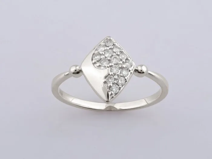 Ring - 14 kt. White gold - 0.20ct. tw. Diamond (Natural)