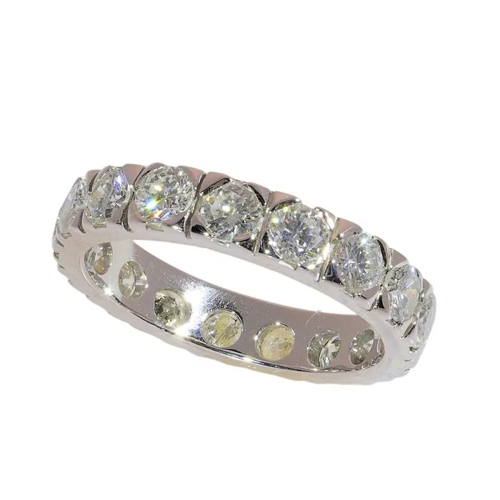 Ring - 18 kt. White gold - 2.55ct. tw. Diamond (Natural) - Eternity, Vintage 1980