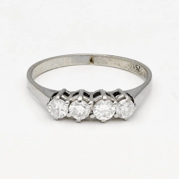 Ring - 18 kt. White gold Diamond (Natural) - Row