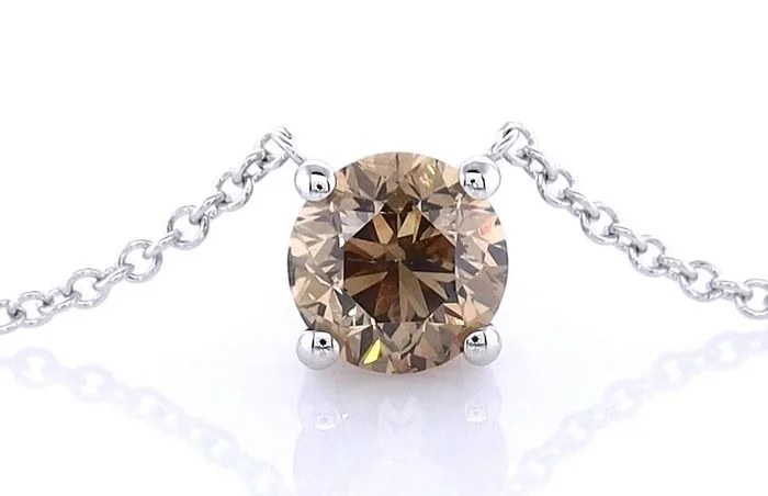 Necklace - 14 kt. White gold - 1.01ct. tw. Diamond (Natural coloured)