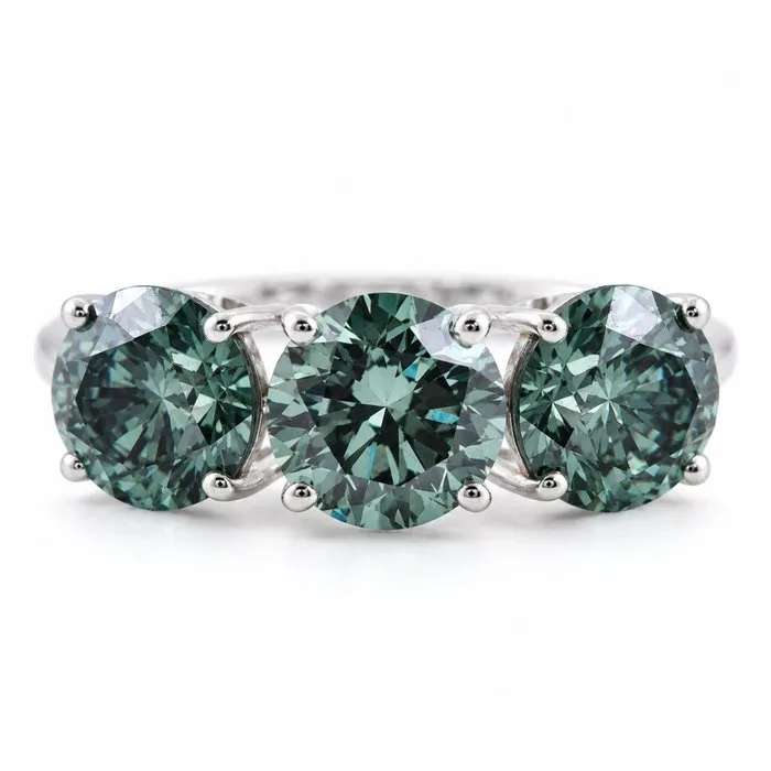 Ring - 14 kt. White gold - 4.00ct. tw. Diamond (Fancy coloured lab-grown diamond)