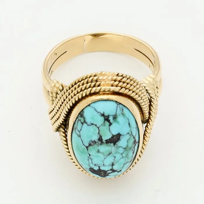 Ring - 18 kt. Yellow gold - Turquoise