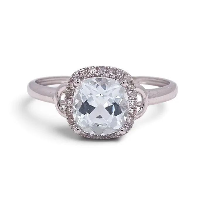 Ring - 14 kt. White gold - 1.05ct. tw. Beryl - Diamond